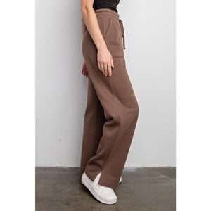FLEECE FRENCH TERRY STRAIGHT LEG PANTS: H Grey / S-M-L(2-2-2)