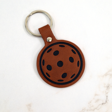 Load image into Gallery viewer, Leather Pickleball Keychain - Brown