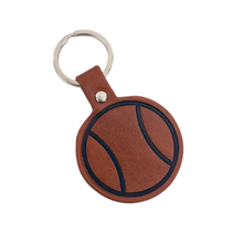 Load image into Gallery viewer, Leather Tennis Ball Keychain - Brown