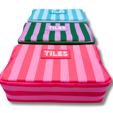 Load image into Gallery viewer, Premium Mahjong Tile Bags  |  Fits Most Large Tile Sets  : Stripes- Purple &amp; Green Tile Bag