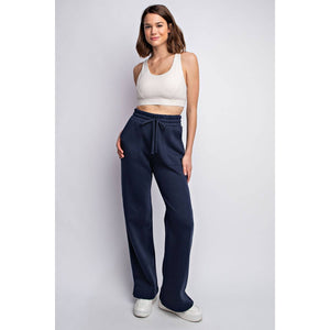 FLEECE FRENCH TERRY STRAIGHT LEG PANTS: H Grey / S-M-L(2-2-2)