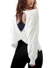Load image into Gallery viewer, Slouchy wrapped cutout back workout long sleeve Tee: Charcoal / L