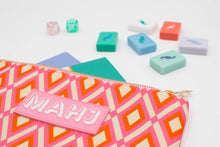 Load image into Gallery viewer, Premium Mahjong Card &amp; Accessory Bag: Diamond- Orange Card &amp; Accessory Bag