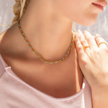 Load image into Gallery viewer, 18K Gold Stainless Steel Turquoise Chain Necklace: Gold / 16+2"