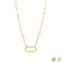 Load image into Gallery viewer, 18K Gold PVD Paperclip Carabiner Necklace: Gold / 16+2"