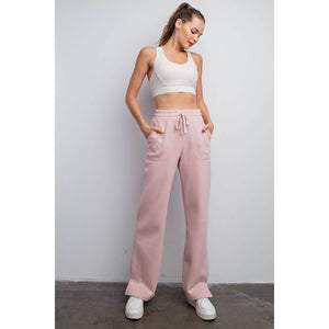 FLEECE FRENCH TERRY STRAIGHT LEG PANTS: H Grey / S-M-L(2-2-2)