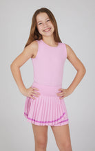 Load image into Gallery viewer, Girls Lux Tank and Pleated Tennis Skirt - Set: WHITE/BLACK/WHITE