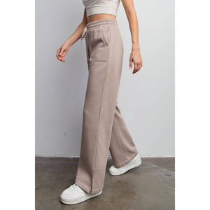 FLEECE FRENCH TERRY STRAIGHT LEG PANTS: H Grey / S-M-L(2-2-2)