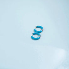 Load image into Gallery viewer, 18K Gold PVD Stainless Steel Blue Epoxy Huggie Hoop Earrings: Gold