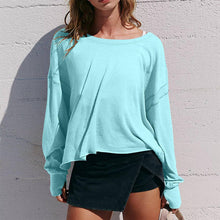 Load image into Gallery viewer, Slouchy wrapped cutout back workout long sleeve Tee: Charcoal / L