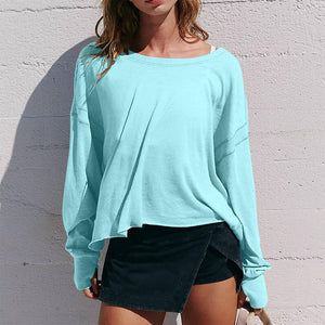 Slouchy wrapped cutout back workout long sleeve Tee: Charcoal / L