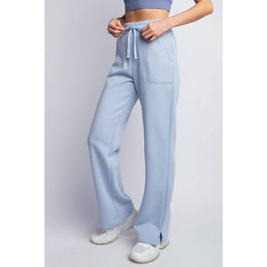 FLEECE FRENCH TERRY STRAIGHT LEG PANTS: H Grey / S-M-L(2-2-2)