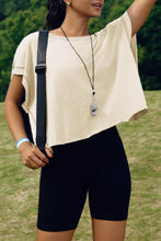 Load image into Gallery viewer, Slouchy wrapped cutout back short sleeve workout tee top: Beige / S