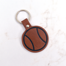 Load image into Gallery viewer, Leather Tennis Ball Keychain - Brown