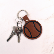 Load image into Gallery viewer, Leather Tennis Ball Keychain - Brown