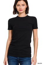 Load image into Gallery viewer, ..SI-2499 Short Sleeve Crew Neck Fitted Cotton Tee: Black-7974 / S