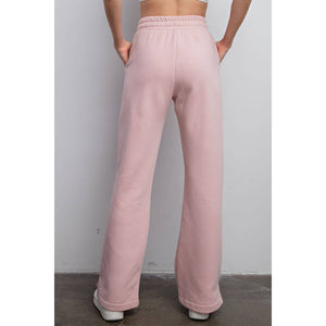 FLEECE FRENCH TERRY STRAIGHT LEG PANTS: H Grey / S-M-L(2-2-2)