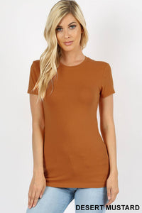 ..SI-2499 Short Sleeve Crew Neck Fitted Cotton Tee: Black-7974 / L