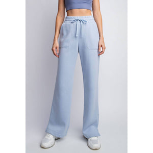 FLEECE FRENCH TERRY STRAIGHT LEG PANTS: H Grey / S-M-L(2-2-2)