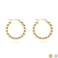 Load image into Gallery viewer, 18K Gold PVD Stainless Steel Circle Ball Hoop Earrings : Gold