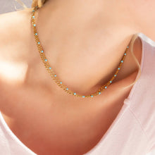Load image into Gallery viewer, 18K Gold Stainless Steel Turquoise Chain Necklace: Gold / 16+2"