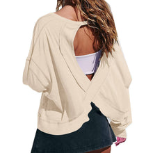 Load image into Gallery viewer, Slouchy wrapped cutout back workout long sleeve Tee: Charcoal / L