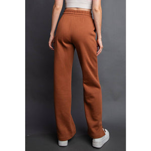 FLEECE FRENCH TERRY STRAIGHT LEG PANTS: H Grey / S-M-L(2-2-2)