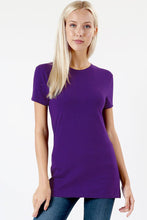 Load image into Gallery viewer, ..SI-2499 Short Sleeve Crew Neck Fitted Cotton Tee: Black-7974 / S