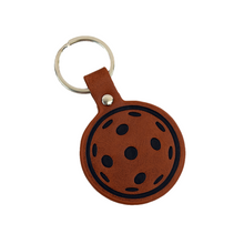 Load image into Gallery viewer, Leather Pickleball Keychain - Brown