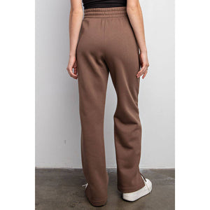 FLEECE FRENCH TERRY STRAIGHT LEG PANTS: H Grey / S-M-L(2-2-2)