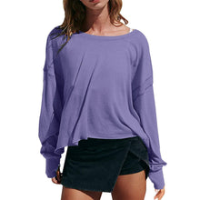 Load image into Gallery viewer, Slouchy wrapped cutout back workout long sleeve Tee: Charcoal / L