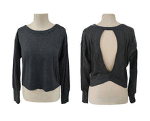 Load image into Gallery viewer, Slouchy wrapped cutout back workout long sleeve Tee: Beige / S