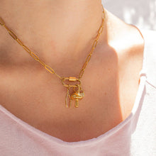 Load image into Gallery viewer, 18K Gold PVD Paperclip Carabiner Necklace: Gold / 16+2"
