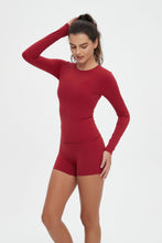 Load image into Gallery viewer, Abigail Buttery Soft Crew Neck Long Sleeve Active Top: Cherry / M