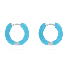 Load image into Gallery viewer, 18K Gold PVD Stainless Steel Blue Epoxy Huggie Hoop Earrings: Gold