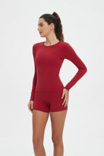Load image into Gallery viewer, Abigail Buttery Soft Crew Neck Long Sleeve Active Top: Cherry / M