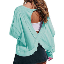 Load image into Gallery viewer, Slouchy wrapped cutout back workout long sleeve Tee: Charcoal / L