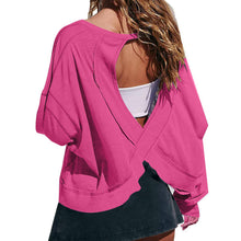 Load image into Gallery viewer, Slouchy wrapped cutout back workout long sleeve Tee: Charcoal / L