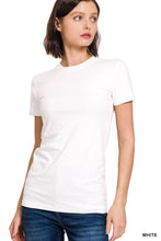 Load image into Gallery viewer, ..SI-2499 Short Sleeve Crew Neck Fitted Cotton Tee: Black-7974 / S