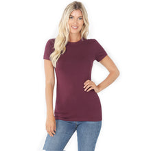 Load image into Gallery viewer, ..SI-2499 Short Sleeve Crew Neck Fitted Cotton Tee: Black-7974 / S