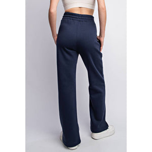 FLEECE FRENCH TERRY STRAIGHT LEG PANTS: H Grey / S-M-L(2-2-2)