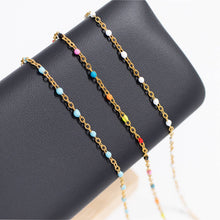 Load image into Gallery viewer, 18K Gold Stainless Steel Turquoise Chain Necklace: Gold / 16+2"