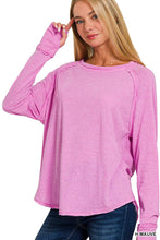 Load image into Gallery viewer, Zenana Cotton Raglan Sleeve Thumbhole Top: MARLIN-174833 / L