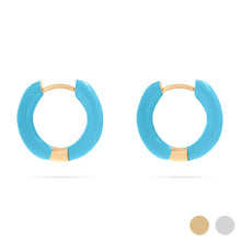 Load image into Gallery viewer, 18K Gold PVD Stainless Steel Blue Epoxy Huggie Hoop Earrings: Gold