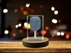 Pickleball Champion Trophy | 3D Engraved Crystal: Small