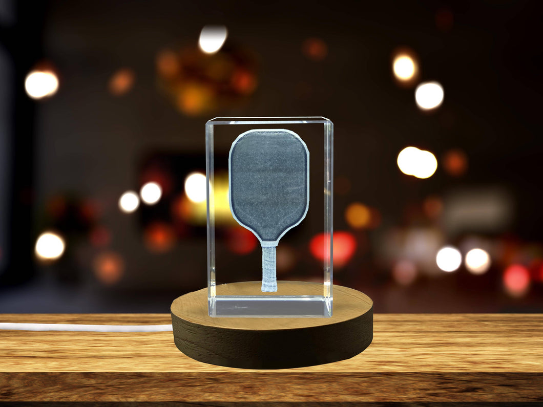 Pickleball Champion Trophy | 3D Engraved Crystal: Small