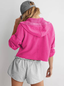 Balloon Sleeves Lines Trendy Hoodie Sweatshirt: Black / S