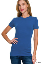 Load image into Gallery viewer, ..SI-2499 Short Sleeve Crew Neck Fitted Cotton Tee: Black-7974 / S