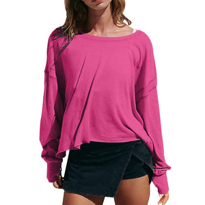 Slouchy wrapped cutout back workout long sleeve Tee: Charcoal / L