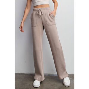 FLEECE FRENCH TERRY STRAIGHT LEG PANTS: H Grey / S-M-L(2-2-2)